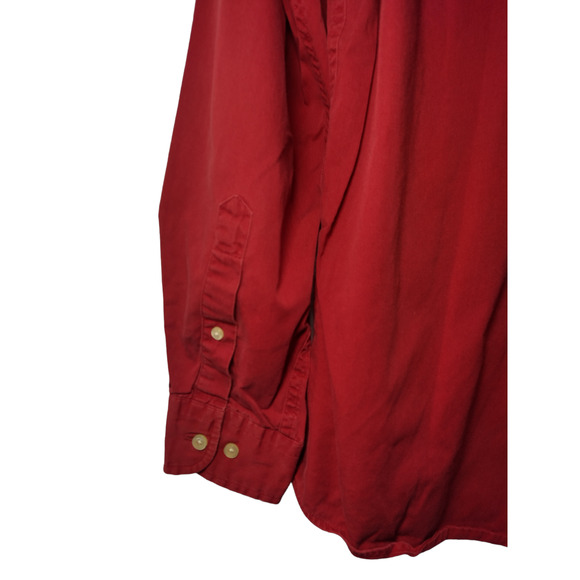 Lands' End Mens Dress Shirt Button Down Long Sleeves Red Medium Neck 15-15.5 - Picture 3 of 8